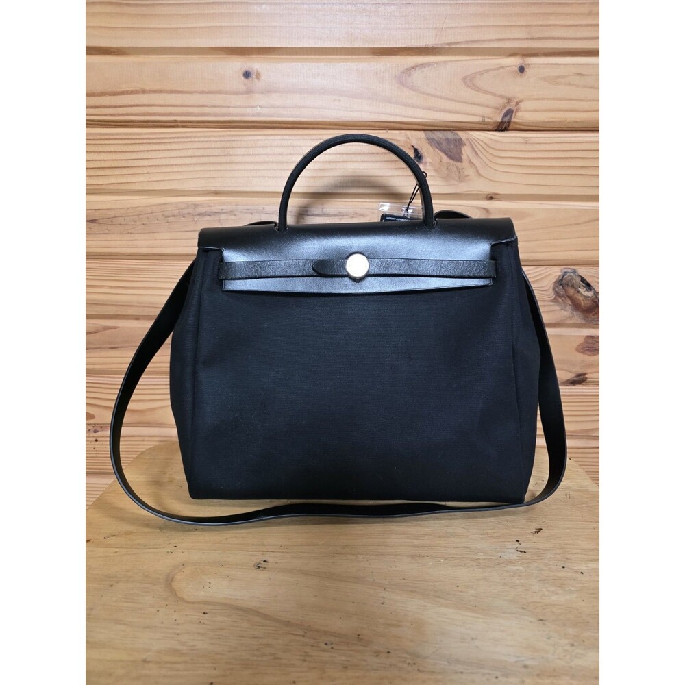 HERMÈS Vintage Toile & Vache Hunter Herbag 31 Black Shoulder Bag